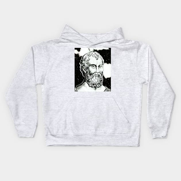 Zeno of Citium Black And White Portrait | Zeno of Citium Artwork 4 Kids Hoodie by JustLit